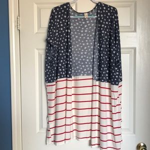 Patriotic USA Stars & Stripes Oversized Cardigan